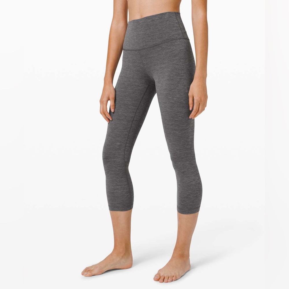 Lululemon Athletica Align Super High Rise Crop 21” Heathered Black Legging EUC 4